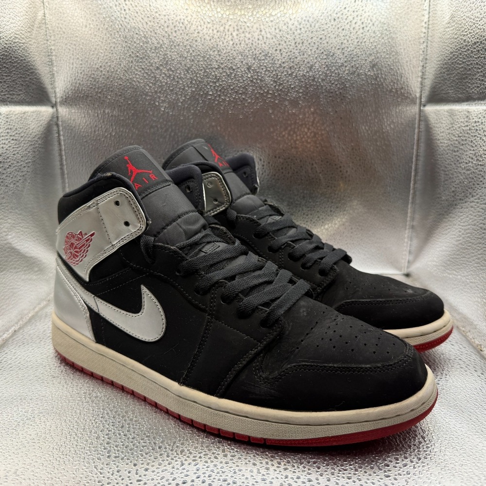 Size 9.5 Jordan 1 Mid Johnny Kilroy Black/Silver/White Mens Sneakers‎ 554724-057